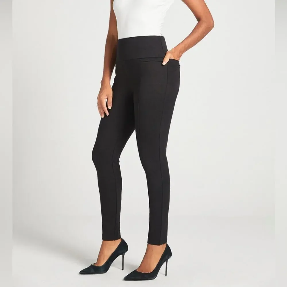 Betabrand SMALL Power Down Skinny Pants Black High Rise Pull-On - Picture 1 of 6